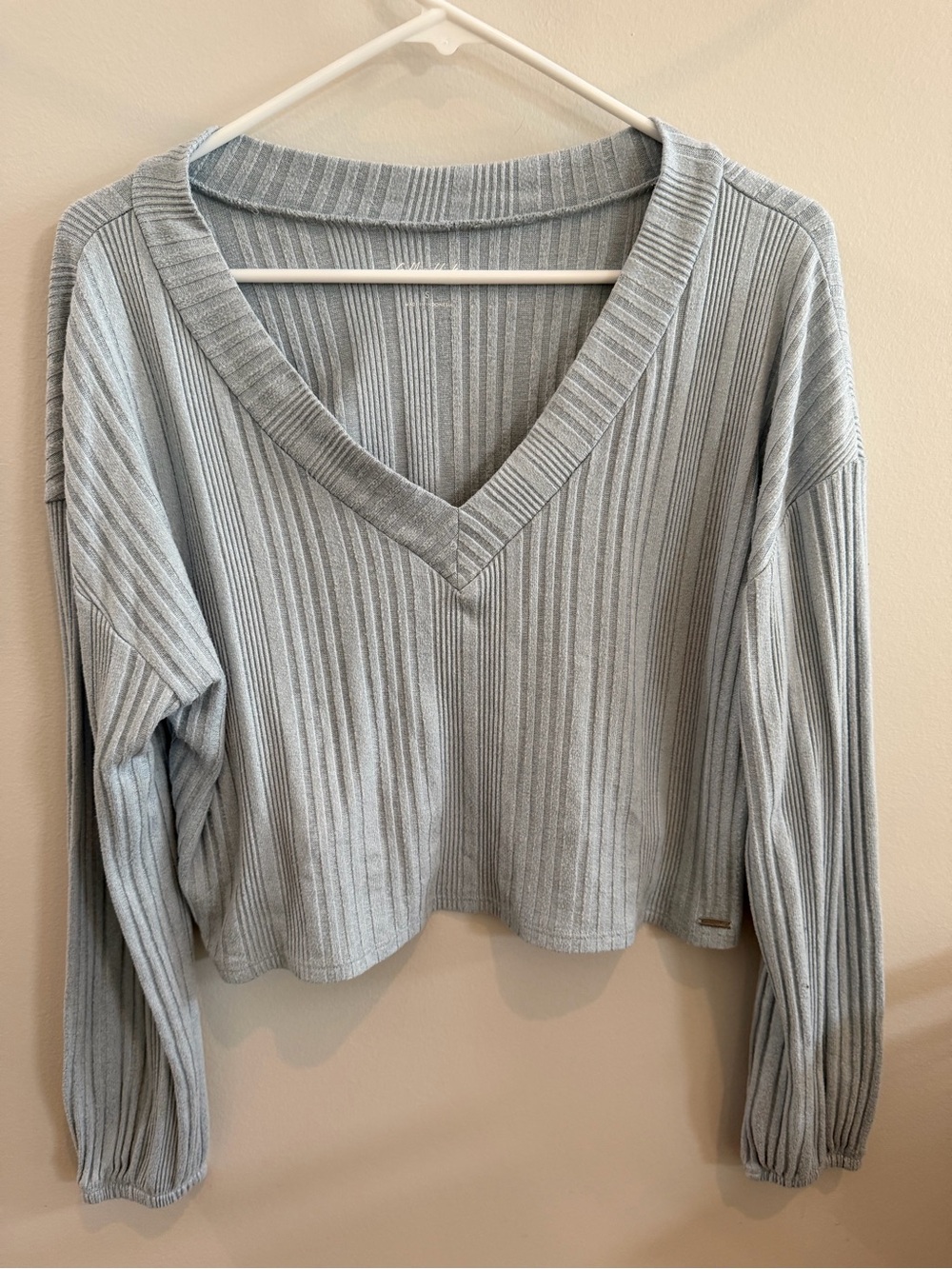 Gilly Hicks Ribbed Cropped Sweater – Blue – Size Small